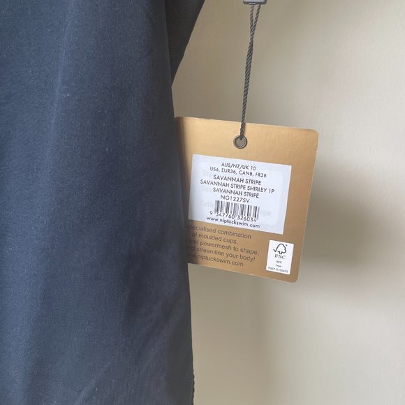 New NIP TUCK Swim One Piece Swimsuit Savannah Stripe Shirley 1P US 6 Black Brown - Picture 8 of 11